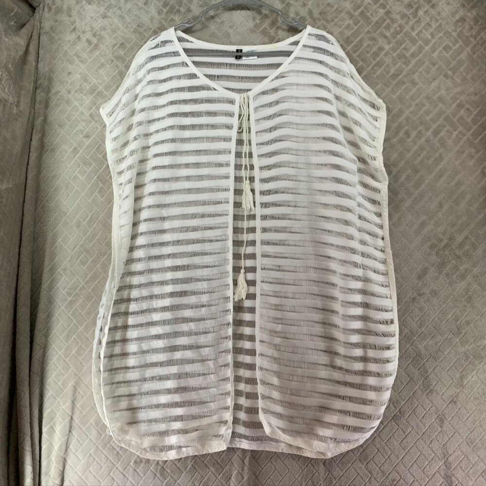 Manhattan Blues Swim Cover Up Womens Free Size White Sheer Crochet Boho Festival